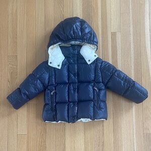 Moncler Navy Blue and White Down Jacket, size 110 3-5yr old